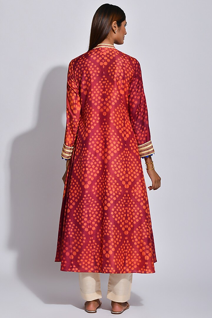 Maroon Braided Printed Kurta by Swati Vijaivargie at Pernia's Pop Up Shop