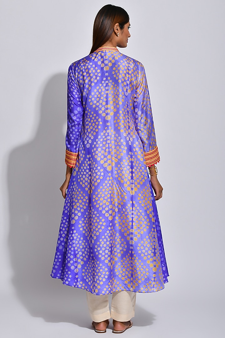 Purple & Orange Braided Printed Kurta by Swati Vijaivargie at Pernia's Pop Up Shop