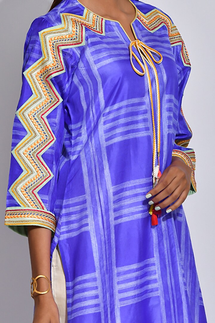 Purple Braided & Shibori Printed Kurta by Swati Vijaivargie at Pernia's Pop Up Shop
