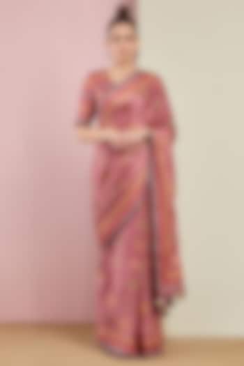 Blush Pink Embroidered Saree Set by Swati Vijaivargie