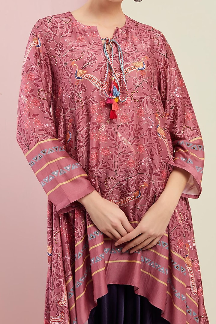 Blush Pink Asymmetrical Tunic With Pants by Swati Vijaivargie at Pernia's Pop Up Shop