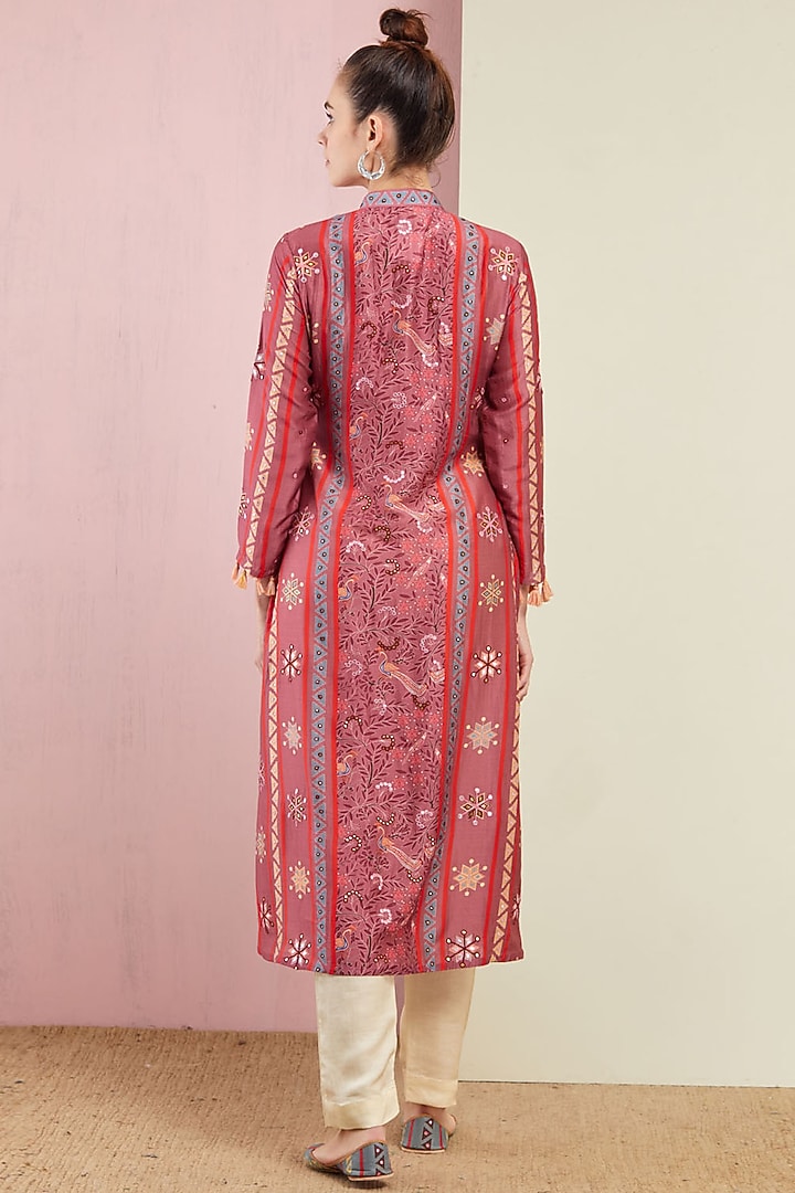 Blush Pink Front Open Kurta With Pants by Swati Vijaivargie at Pernia's Pop Up Shop