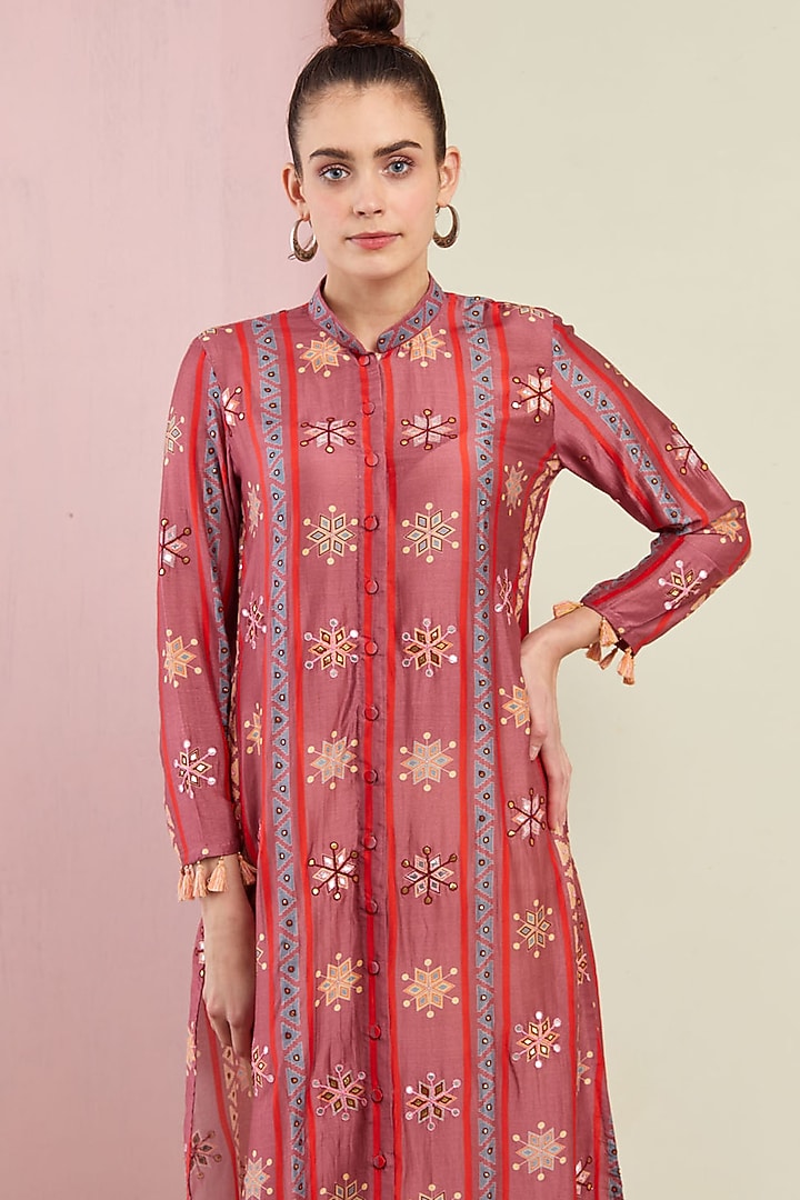 Blush Pink Front Open Kurta With Pants by Swati Vijaivargie at Pernia's Pop Up Shop