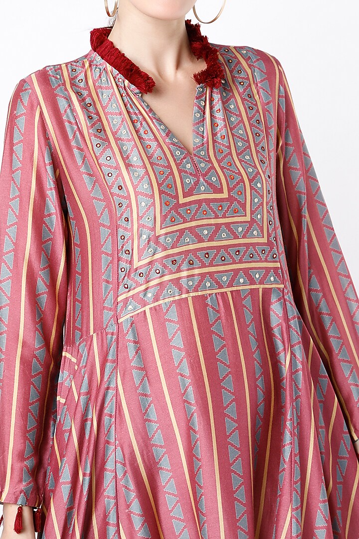 Rose Pink Block Printed Kurta by Swati Vijaivargie at Pernia's Pop Up Shop