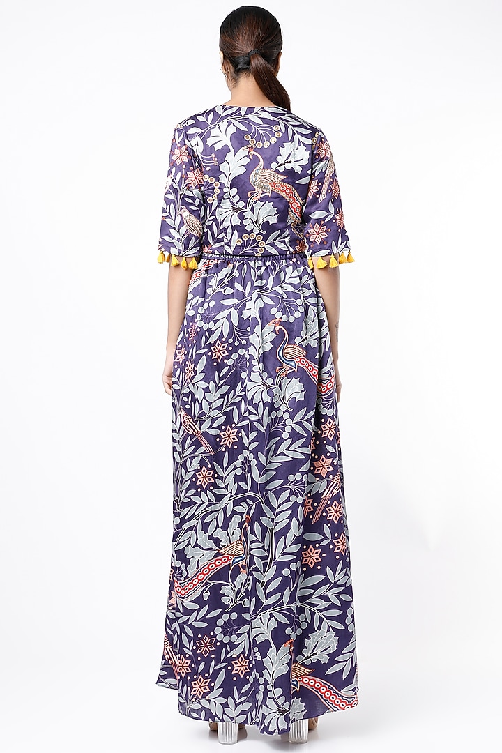 Navy Blue Block Printed Pant Set by Swati Vijaivargie at Pernia's Pop Up Shop