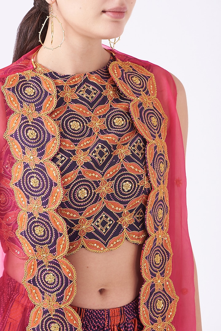 Multi-Colored Embroidered Cape Set by Swati Vijaivargie at Pernia's Pop Up Shop