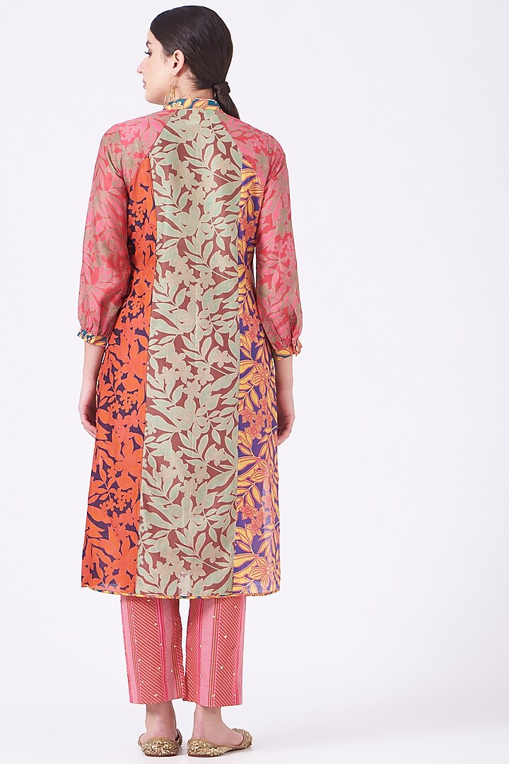 Coral & Mint Floral Printed Kurta Set by Swati Vijaivargie at Pernia's Pop Up Shop