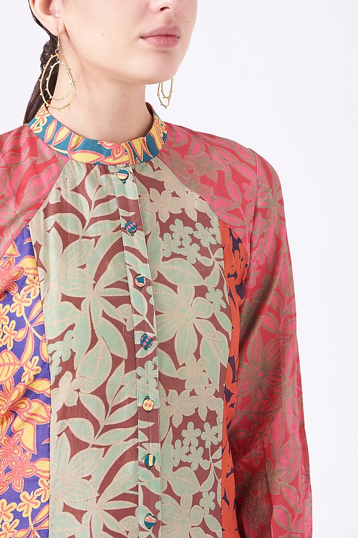 Coral & Mint Floral Printed Kurta Set by Swati Vijaivargie at Pernia's Pop Up Shop