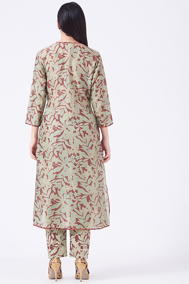 Mint Floral Printed Kurta Set by Swati Vijaivargie at Pernia's Pop Up Shop