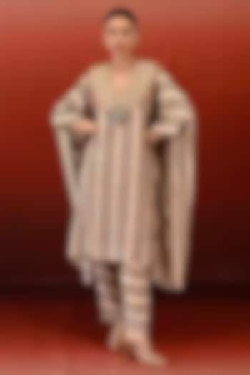 Off-White Silk Embroidered & Mandala Printed Kaftan Set by Swati Vijaivargie at Pernia's Pop Up Shop