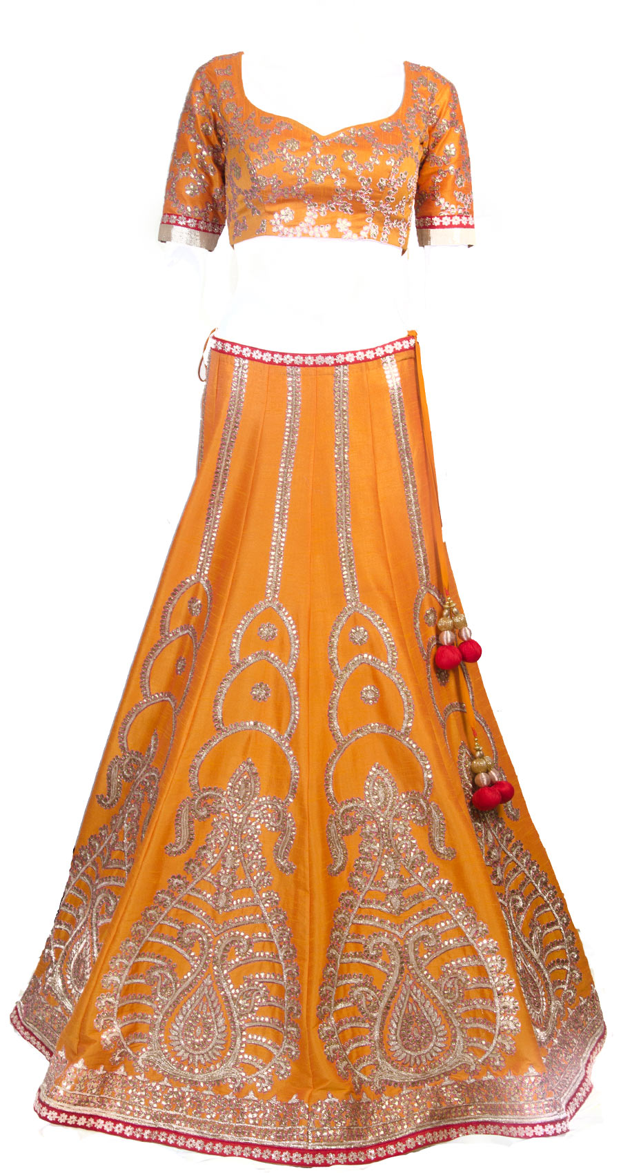 Mango yellow gota work lehenga set available only at Pernia's Pop-up shop.