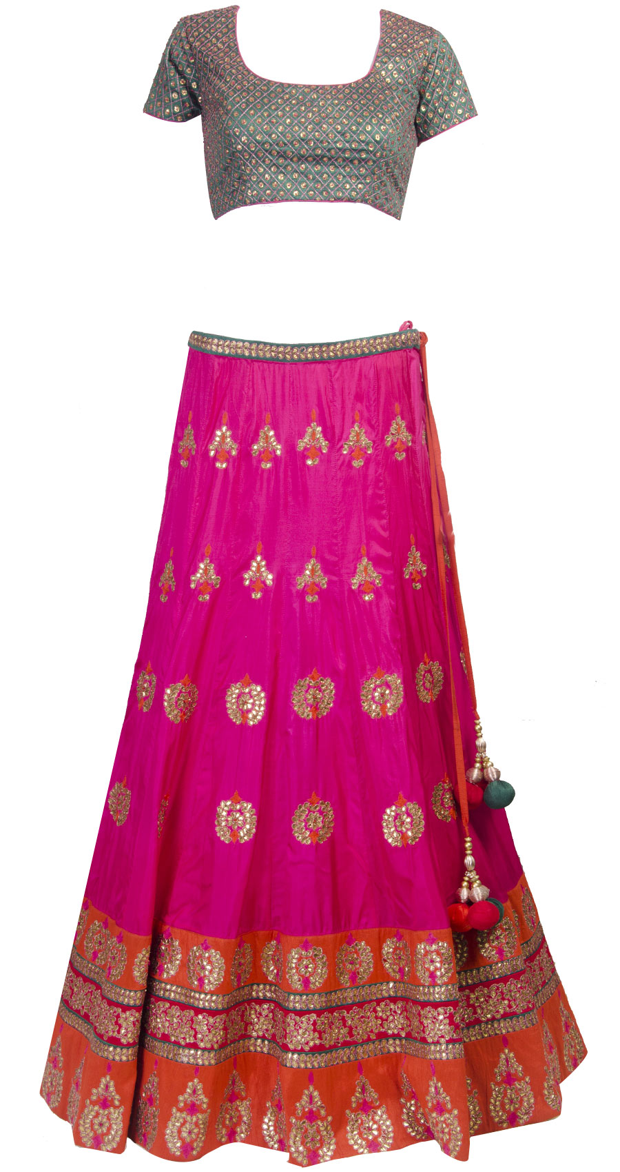 Fuschia lehenga set with gota work available only at Pernia's Pop-up shop.