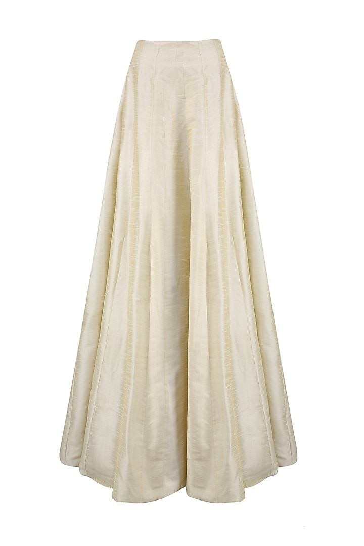 Olive green lantern brocade high slit kurta and beige lehenga set available only at Pernia's Pop Up Shop.
