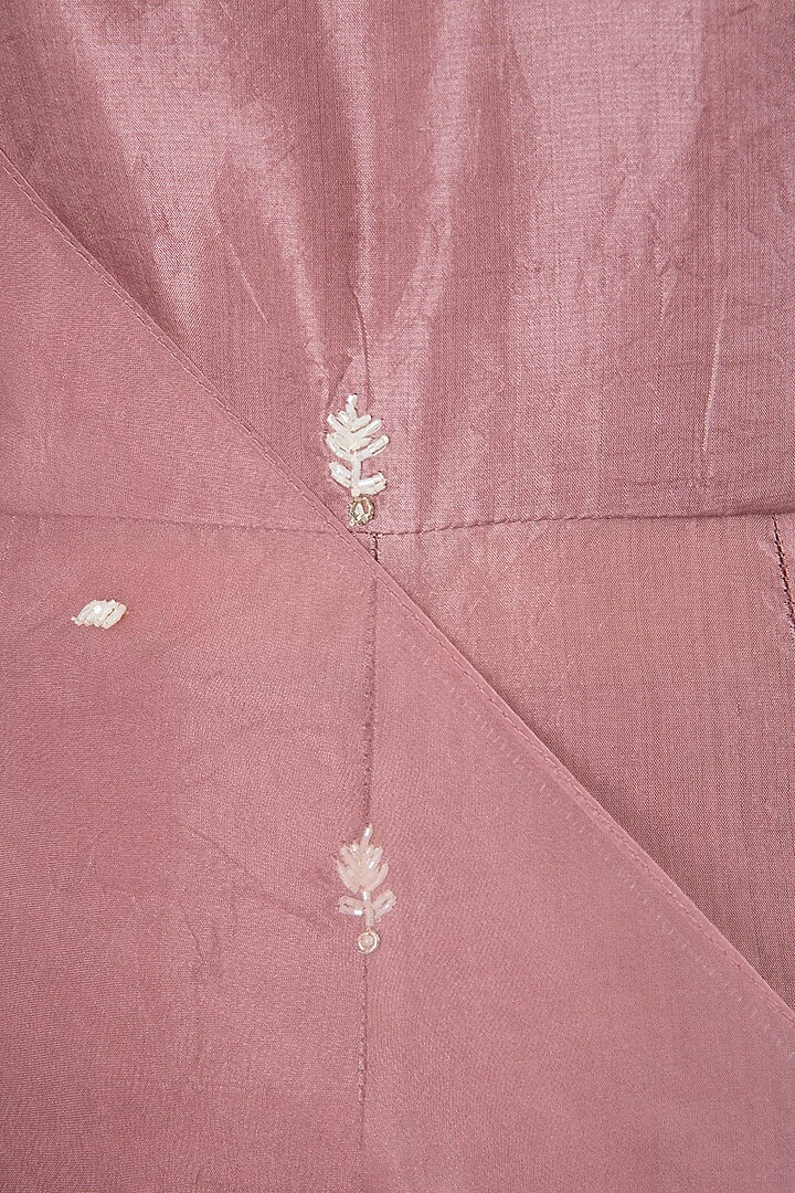 Rose pink embroidered short anarkali with cigarette pants set available only at Pernia's Pop Up Shop.