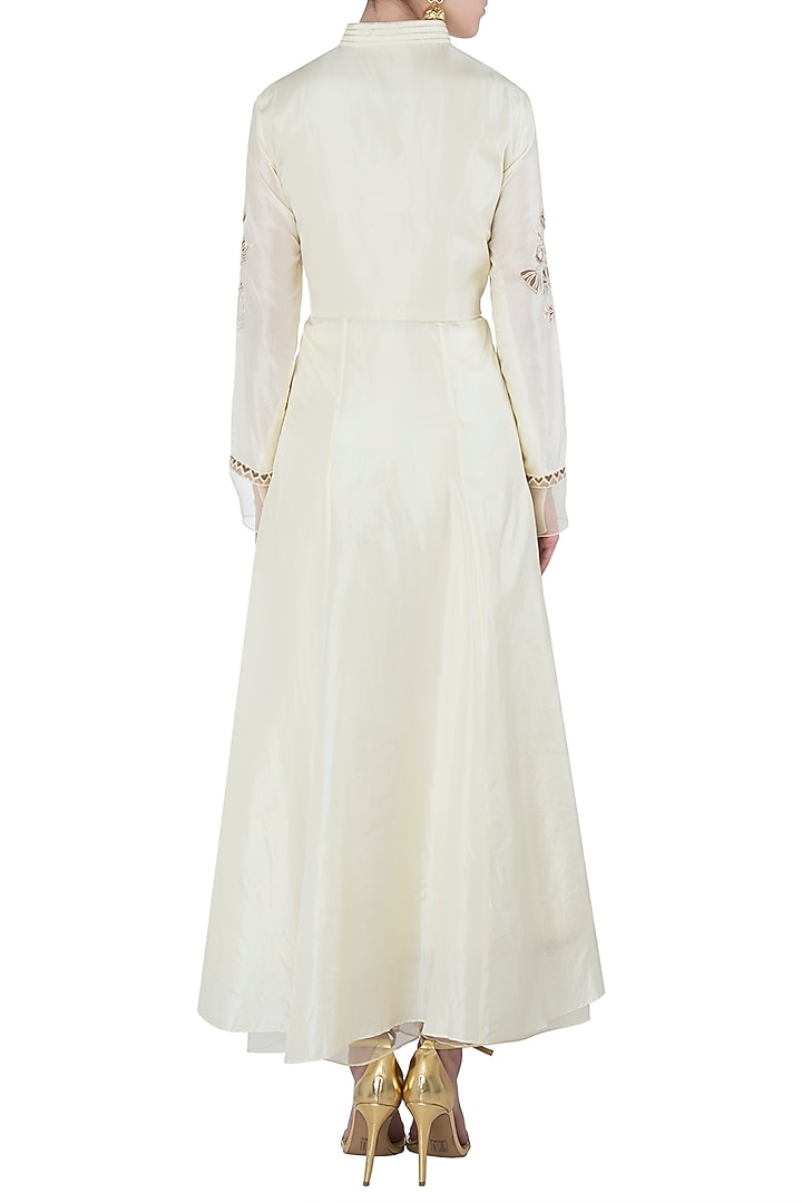 Yellow embroidered anarkali with palazzo pants set available only at Pernia's Pop Up Shop.
