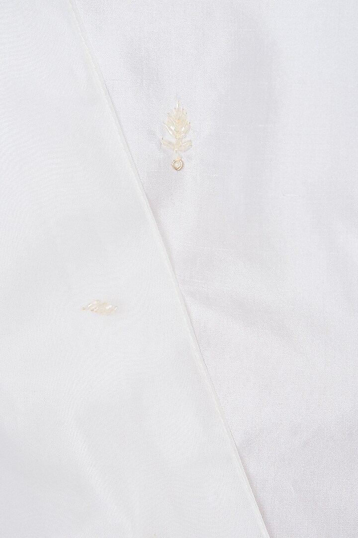 White embroidered short anarkali with cigarette pants set available only at Pernia's Pop Up Shop.