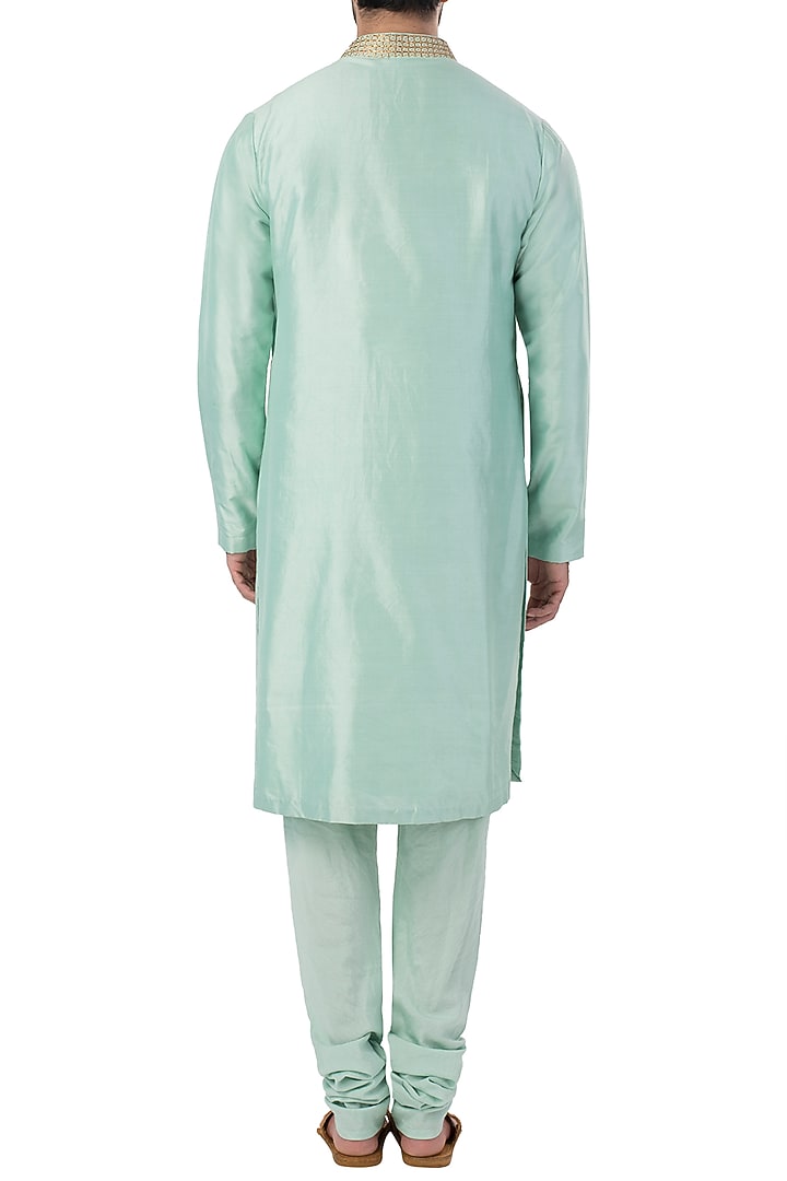 Mint embroidered kurta with churidar pants available only at Pernia's Pop Up Shop.