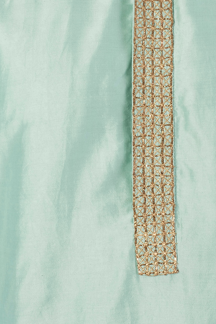 Mint embroidered kurta with churidar pants available only at Pernia's Pop Up Shop.