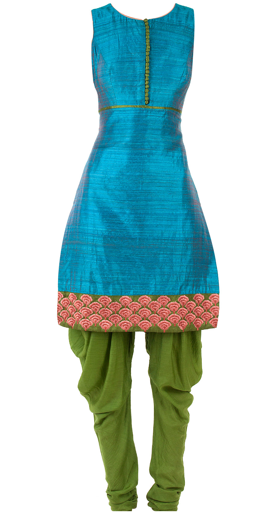 Blue potli buttons kurta available only at Pernia's Pop-Up Shop.