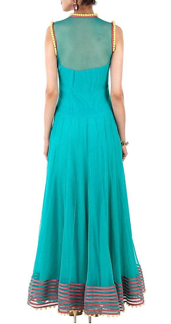 Sea green double layer anarkali available only at Pernia's Pop-Up Shop.