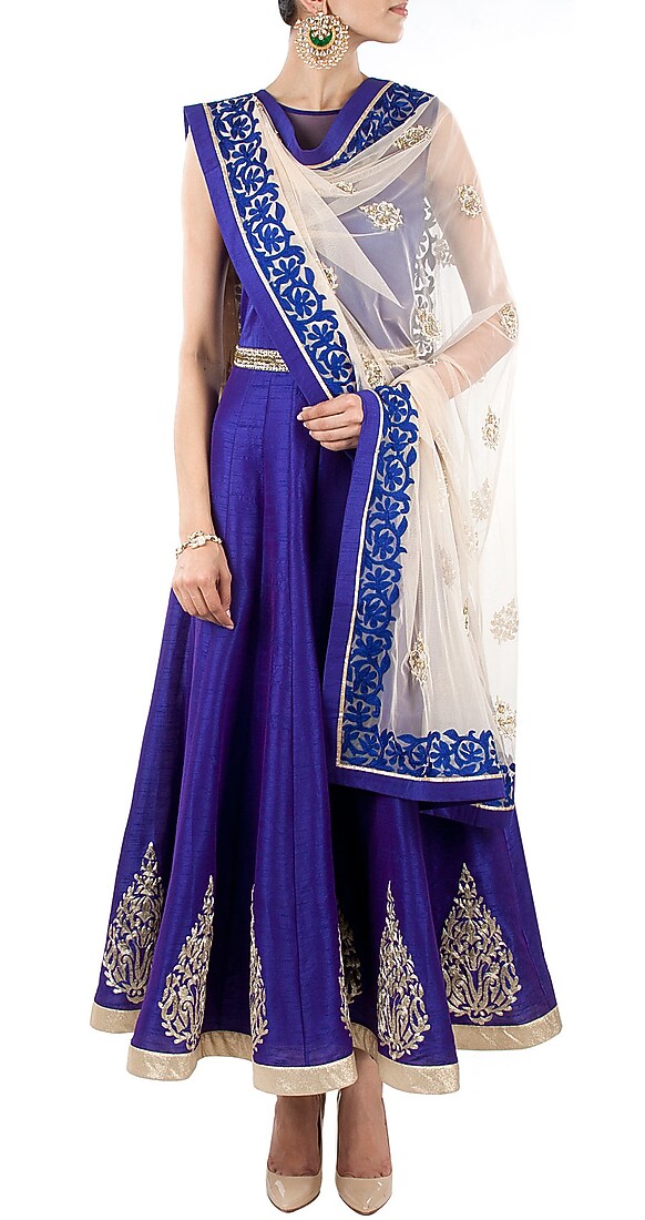 Blue net yoke anarkali available only at Pernia's Pop-Up Shop.