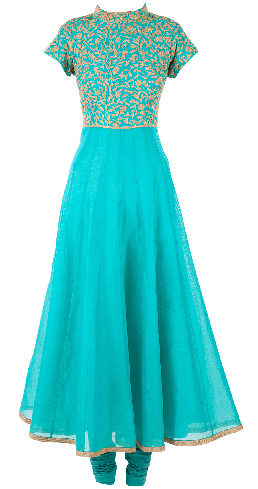 Blue chanderi anarkali with cord work available only at Pernia's Pop-Up Shop
