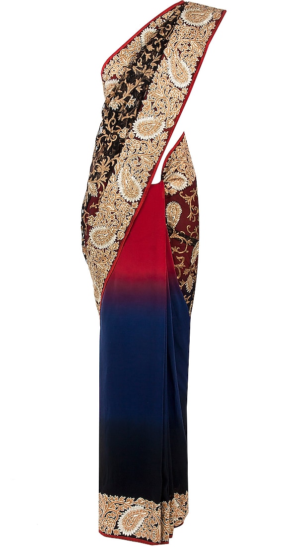 Black and red half and half anarkali sari available only at Pernia's Pop-Up Shop.