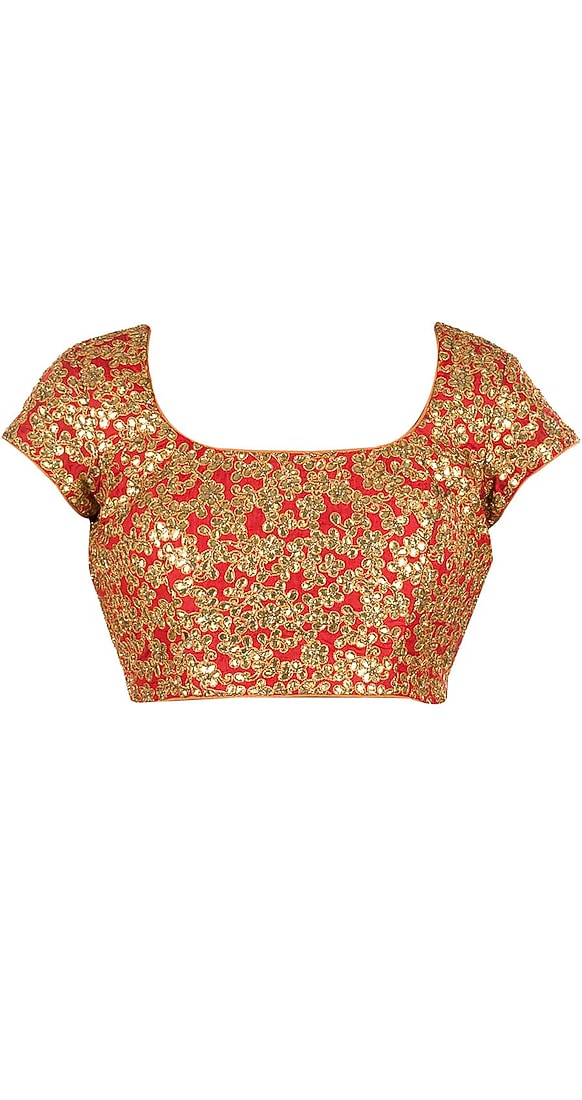 Beige and navy blue munga silk sari and gota patti blouse available only at Pernia's Pop-Up Shop.