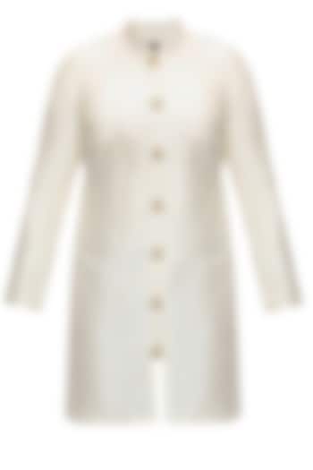 Off-white rawsilk matabor embroidered tunic available only at Pernia's Pop-Up Shop.
