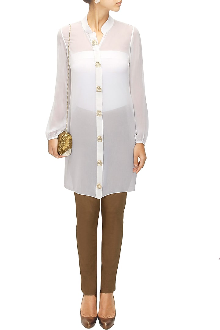 Off-white matador embroidered tunic available only at Pernia's Pop-Up Shop.
