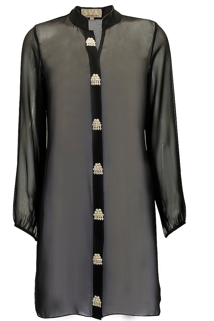 Black matador embroidered tunic available only at Pernia's Pop-Up Shop.