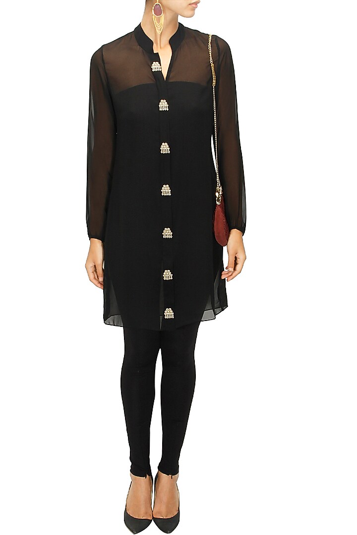 Black matador embroidered tunic available only at Pernia's Pop-Up Shop.