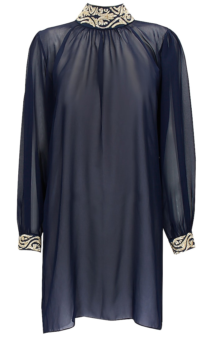 Dark blue embroidered tunic available only at Pernia's Pop-Up Shop.