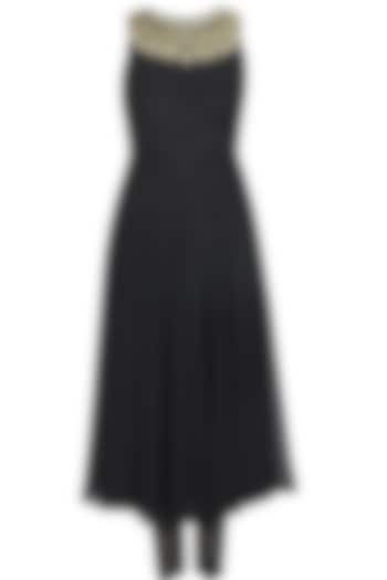 Black pitta and nakshi embroidered anarkali set available only at Pernia's Pop Up Shop.