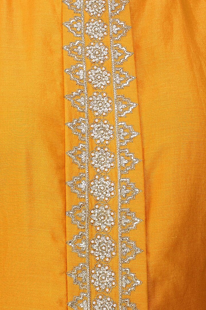 Orange embroidered kurta with geometric print lehenga available only at Pernia's Pop Up Shop.