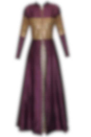 Purple star embroidered jacket kurta with beige inner gown available only at Pernia's Pop Up Shop.