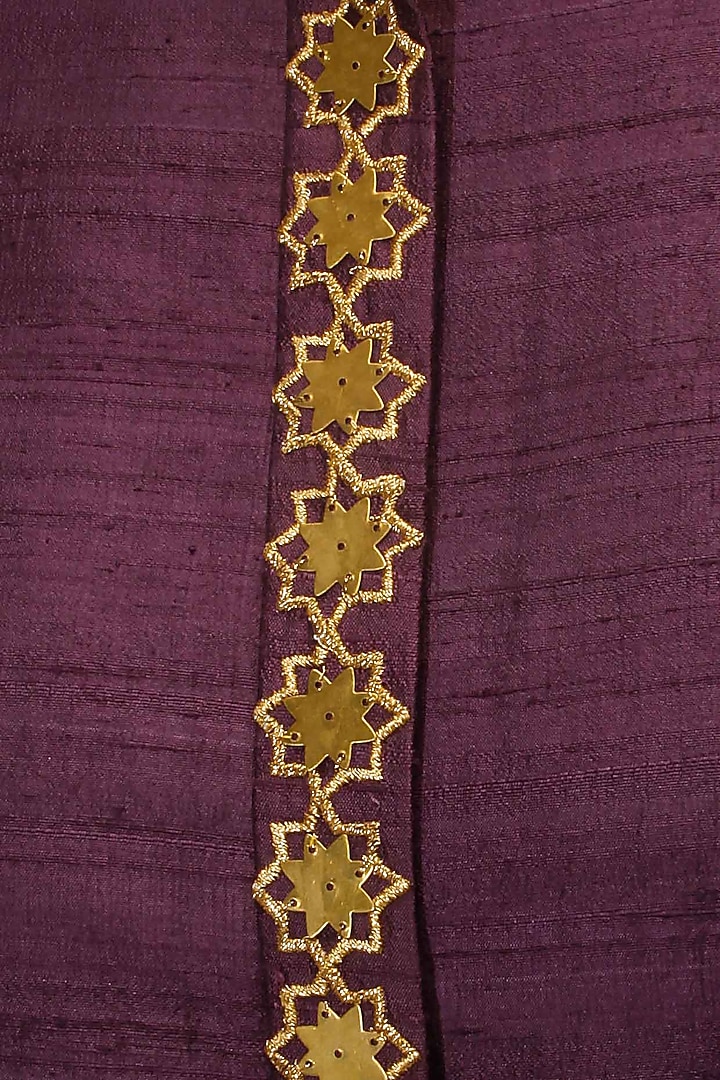 Purple star embroidered anarkali with beige star print pants available only at Pernia's Pop Up Shop.