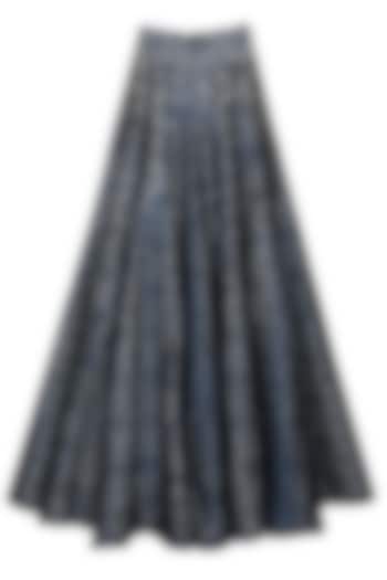 Midnight blue lasercut high waist lehenga available only at Pernia's Pop-Up Shop.