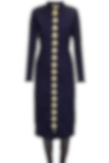 Navy blue zardosi embroidered kurta set with off white dupatta available only at Pernia's Pop-Up Shop.