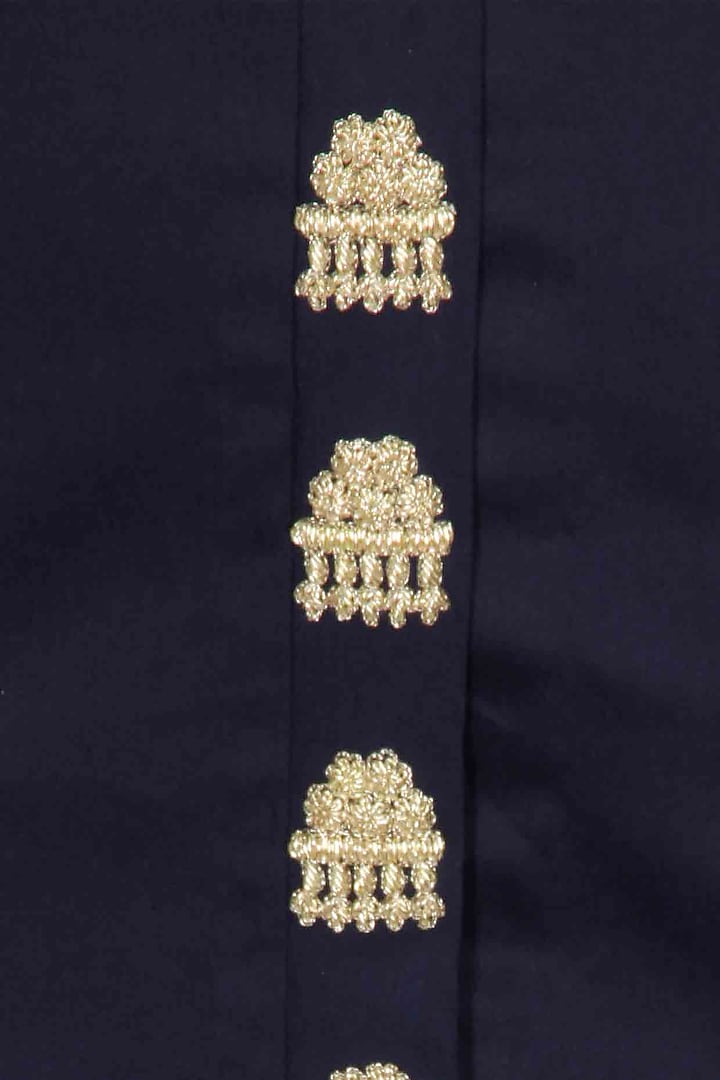 Navy blue zardosi embroidered kurta set with off white dupatta available only at Pernia's Pop-Up Shop.
