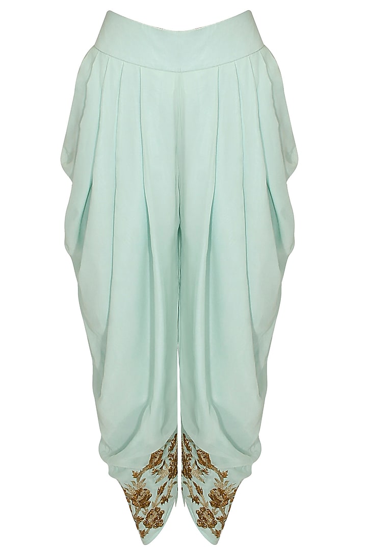 Mint floral embroidered patiala available only at Pernia's Pop-Up Shop.