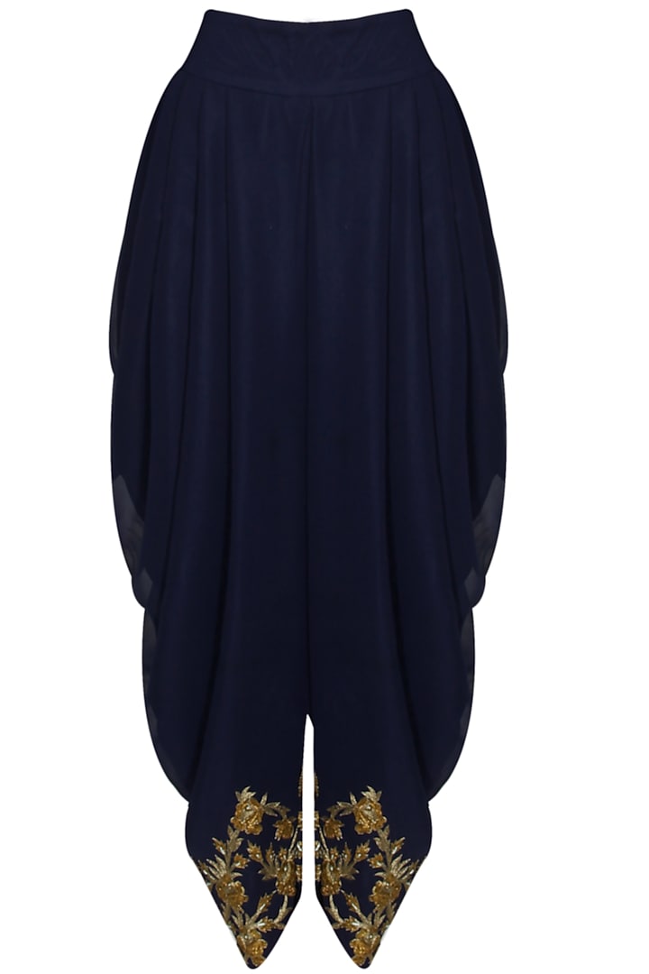 Midnight blue floral embroidered patiala by SVA BY SONAM & PARAS MODI