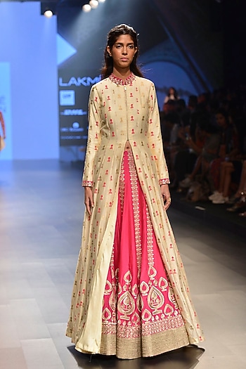 Pink intricate handcrafted lehenga by SVA BY SONAM & PARAS MODI