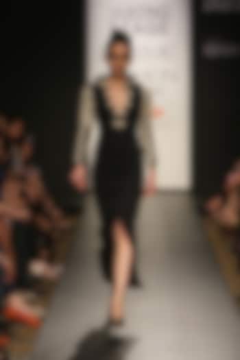 Black pitta embroidered narrow dress available only at Pernia's Pop-Up Shop.