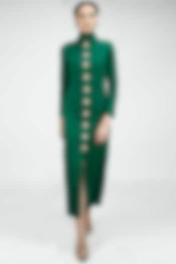 Emerald green zardosi embroidered dress by SVA BY SONAM & PARAS MODI at Pernia's Pop Up Shop