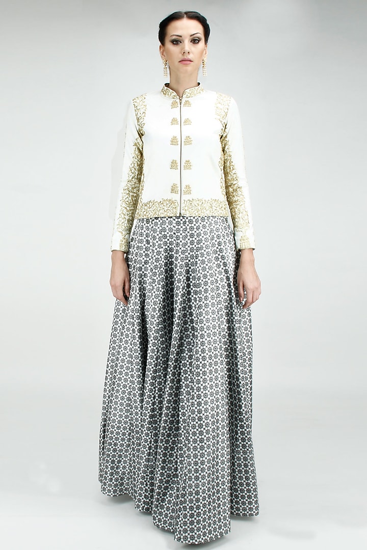 White pitta embroidered jacket available only at Pernia's Pop-Up Shop.