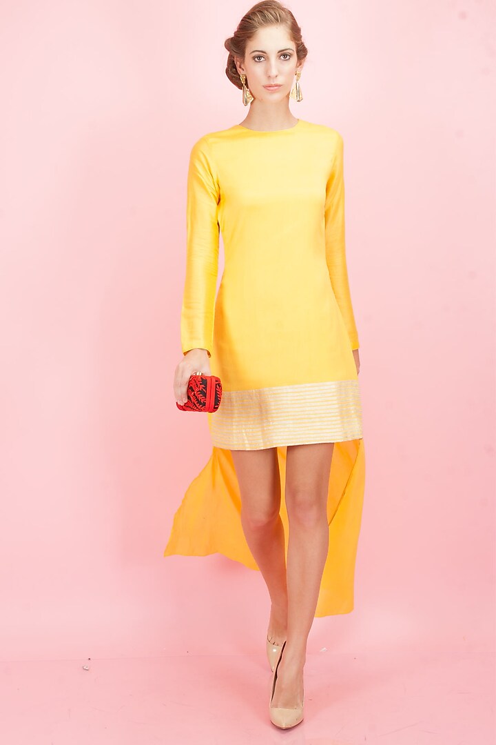 Yellow high low dress by SVA BY SONAM & PARAS MODI