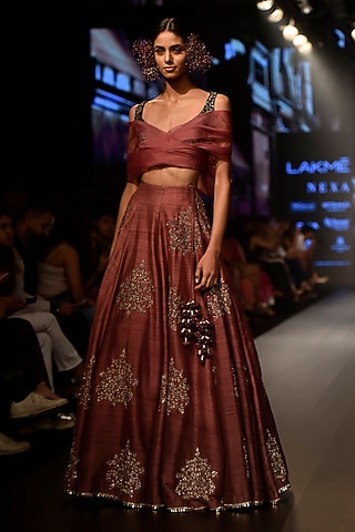 Purple Embellished Ombre Lehenga Set by SVA BY SONAM & PARAS MODI