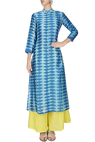 Indigo Blue Shibori Effect Kurta With Palazzo Pants
 by Swati Vijaivargie
