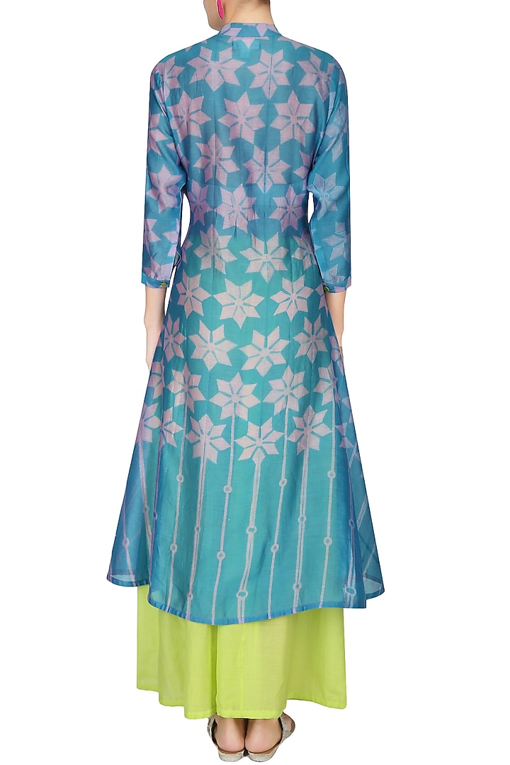 Pink and blue shibori kilim print kurta with palazzo pants available only at Pernia's Pop Up Shop.